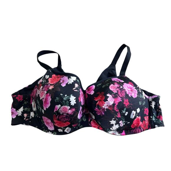 Torrid Curve Black Floral Bra Sz 48B Underwire Support Full Coverage Curvy - Picture 2 of 7